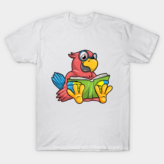 Parrot as Nerd with Glasses and Book T-Shirt by Markus Schnabel